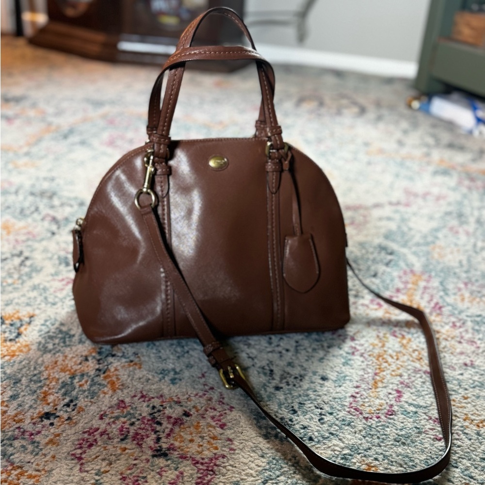 Coach Cora Domed Satchel Saddle Handbag